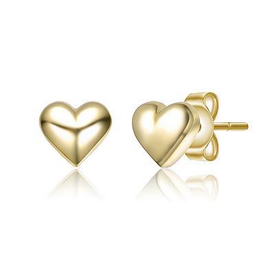14k Gold Over Sterling Silver Heart, Cross & Cube 3-Piece Stud Earrings Set