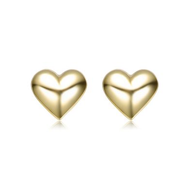 14k Gold Over Sterling Silver Heart, Cross & Cube 3-Piece Stud Earrings Set