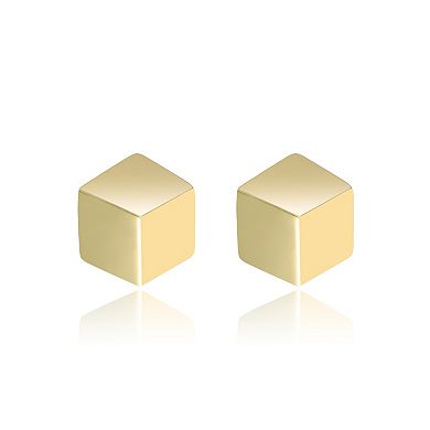 14k Gold Over Sterling Silver Heart, Cross & Cube 3-Piece Stud Earrings Set