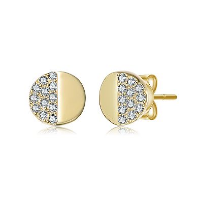 14k Gold over Sterling Silver 3-Pair Cubic Zirconia Triangle, Square & Circle Stud Earring Set