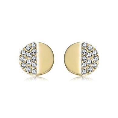 14k Gold over Sterling Silver 3-Pair Cubic Zirconia Triangle, Square & Circle Stud Earring Set