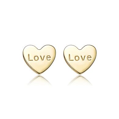 14k Gold over Sterling Silver 3-Pair Cubic Zirconia Heart, Key & Lock Stud Earring Set