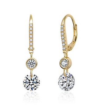 14k Gold over Sterling Silver Cubic Zirconia Classic Drop Earrings