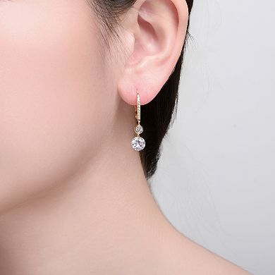 14k Gold over Sterling Silver Cubic Zirconia Classic Drop Earrings
