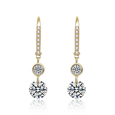 14k Gold over Sterling Silver Cubic Zirconia Classic Drop Earrings