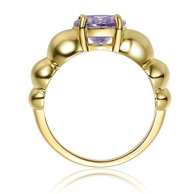 14k Gold Over Sterling Silver Cubic Zirconia Center Design Ring