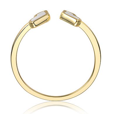 14k Gold over Sterling Silver Adjustable Mother-of-Pearl Heart Ring