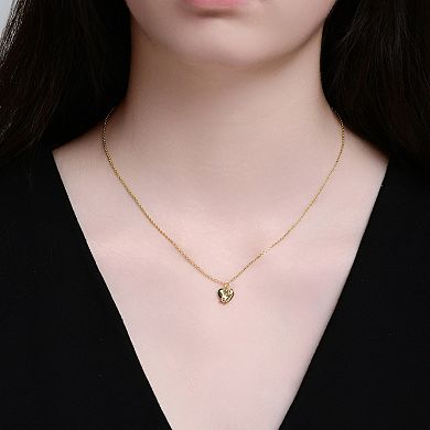14k Gold over Sterling Silver Cubic Zirconia Broken Heart Pendant Necklace