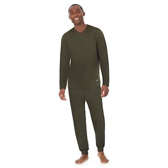 Men's Cuddl Duds® Far-Infrared Enhance Long Sleeve V-Neck Pajama Top & Pajama Bottoms Set