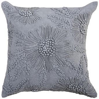 Rizzy Home Oreo Floral Embroidered Throw Pillow Cover