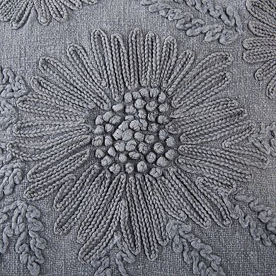 Rizzy Home Oreo Floral Embroidered Throw Pillow Cover