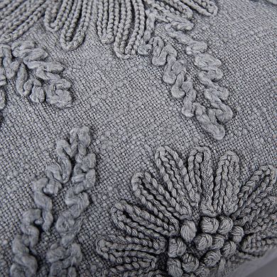 Rizzy Home Oreo Floral Embroidered Down Filled Throw Pillow