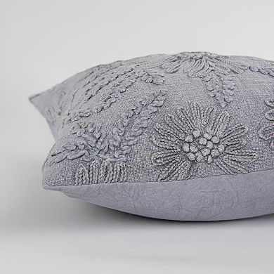 Rizzy Home Oreo Floral Embroidered Down Filled Throw Pillow