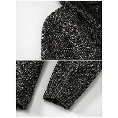 Gioberti Men's Full Zip Knitted Regular Fit Hoodie with Sherpa Lining