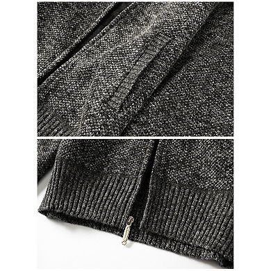 Gioberti Men's Full Zip Knitted Regular Fit Hoodie with Sherpa Lining