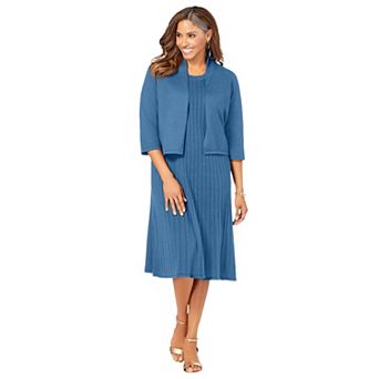 Jessica London Women's Plus Size 2 pc Sweater Jacket Dress