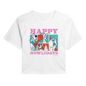 Juniors' Disney's Lady and the Tramp Happy Howlidays Cropped Tee