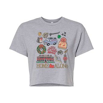 Juniors' Home Alone Icon Collage Cropped Tee