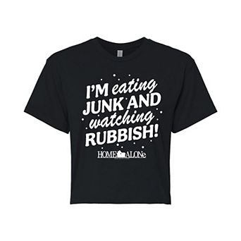Juniors' Home Alone Graphic Cropped Tee