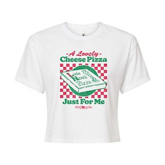 Juniors' Home Alone A Lovely Cheese Pizza Cropped Tee