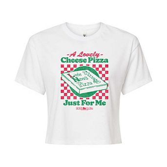 Juniors' Home Alone A Lovely Cheese Pizza Cropped Tee