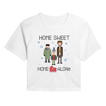 Juniors' Home Alone Cross Stitch Graphic Cropped Tee