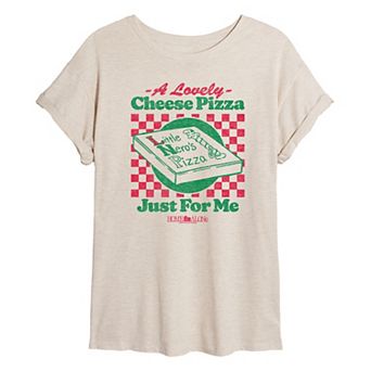 Juniors' Home Alone A Lovely Cheese Pizza Oversized Tee