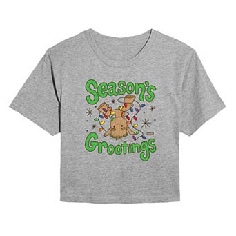 Juniors' Marvel Guardians Of The Galaxy Grootings Cropped Tee