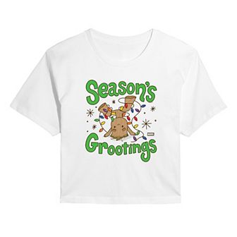 Juniors' Marvel Guardians Of The Galaxy Grootings Cropped Tee