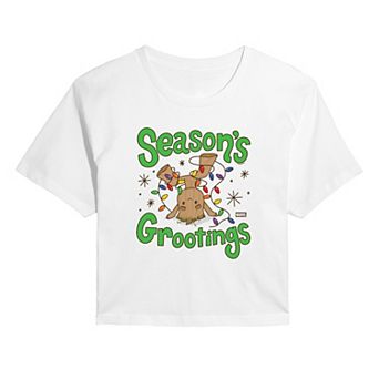 Juniors' Marvel Guardians Of The Galaxy Grootings Cropped Tee