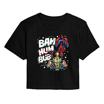 Juniors' Marvel Bah Hum Bub Cropped Tee