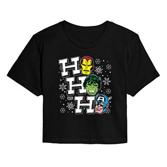 Juniors' Marvel Ho Ho Ho Cropped Tee