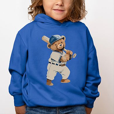 The Juniper Shop Watercolor Baseball Bear Toddler Hoodie