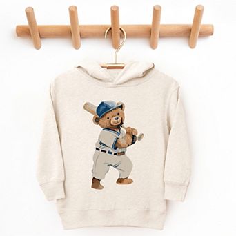 The Juniper Shop Watercolor Baseball Bear Toddler Hoodie