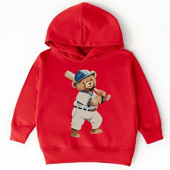 The Juniper Shop Watercolor Baseball Bear Toddler Hoodie