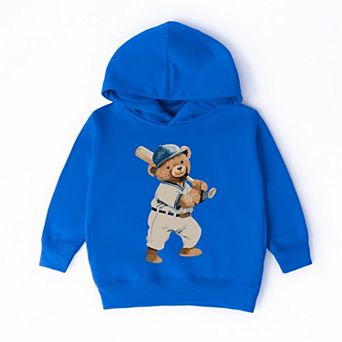 The Juniper Shop Watercolor Baseball Bear Toddler Hoodie