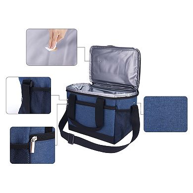 Insulated Leakproof Lunch Bag for Work Picnic, Freezable Bag with Shoulder Strap 9.8*6.3*7.9in