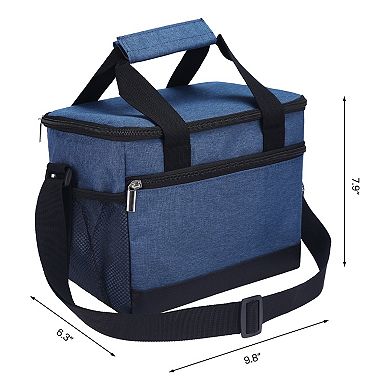 Insulated Leakproof Lunch Bag for Work Picnic, Freezable Bag with Shoulder Strap 9.8*6.3*7.9in