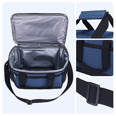Insulated Leakproof Lunch Bag for Work Picnic, Freezable Bag with Shoulder Strap 9.8*6.3*7.9in