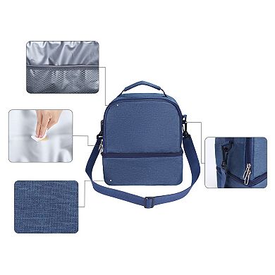 Freezable Leakproof Reusable Lunch Cooler Bag/Box with Adjustable Shoulder Strap, 9.8*7.5*10.0in