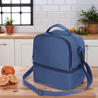 Freezable Leakproof Reusable Lunch Cooler Bag/Box with Adjustable Shoulder Strap, 9.8*7.5*10.0in