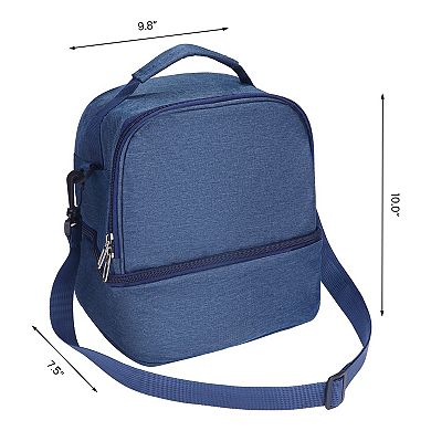 Freezable Leakproof Reusable Lunch Cooler Bag/Box with Adjustable Shoulder Strap, 9.8*7.5*10.0in