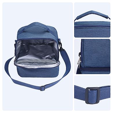 Freezable Leakproof Reusable Lunch Cooler Bag/Box with Adjustable Shoulder Strap, 9.8*7.5*10.0in