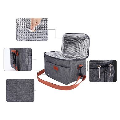 Reusable Insulated Lunch Bag, Lunch Cooler Bag with Adjustable Shoulder Strap 10.2*6.7*7.1in