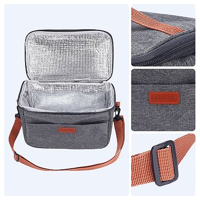 Reusable Insulated Lunch Bag, Lunch Cooler Bag with Adjustable Shoulder Strap 10.2*6.7*7.1in