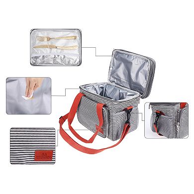 Insulated Leakproof Lunch Bag, Cooler Lunch Box with Adjustable Shoulder Strap 9.6*9.4*11.4in