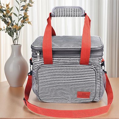 Insulated Leakproof Lunch Bag, Cooler Lunch Box with Adjustable Shoulder Strap 9.6*9.4*11.4in