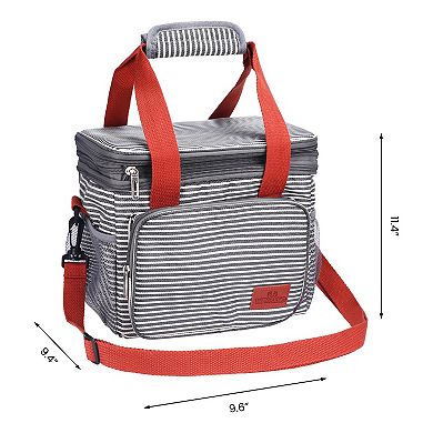 Insulated Leakproof Lunch Bag, Cooler Lunch Box with Adjustable Shoulder Strap 9.6*9.4*11.4in