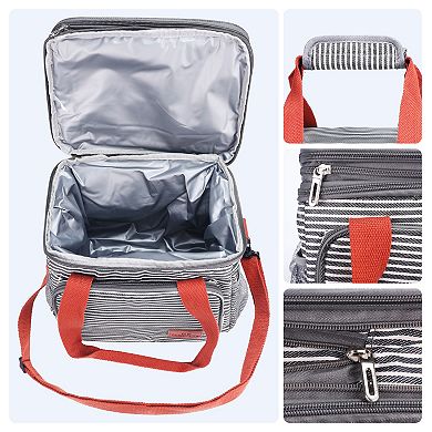 Insulated Leakproof Lunch Bag, Cooler Lunch Box with Adjustable Shoulder Strap 9.6*9.4*11.4in