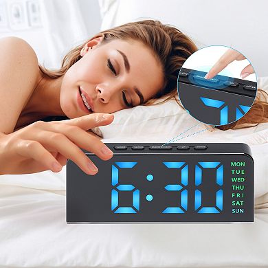 2Pcs Digital Dual Alarm Clock w Night Light Day of Week Temperature Dimmable 12/24H 6.3x2.6x1.6 inch